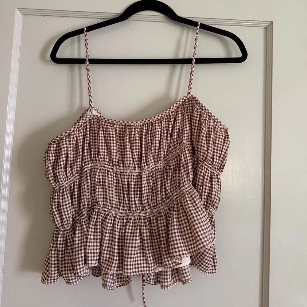 Abercrombie Brown Gingham Top - Picture 3 of 4